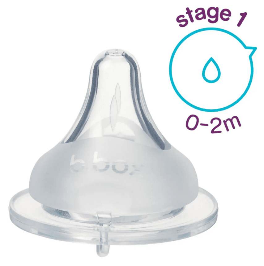 b.box Náhradný cumlík pre dojčenskú fľašu 2 ks 0-2M, nízky prietok